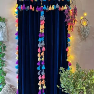 Tassels blue curtain