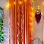 fril fall curtain PEACH