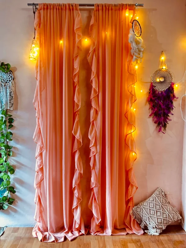 fril fall curtain PEACH