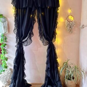 Black Color Valance Curtain with side frill fall