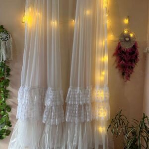 White Dreamy Drama Bottom Ruffle Curtain