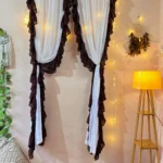 Brown White Amazing Shade Side Frill Curtain