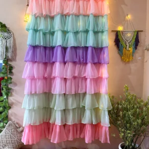 full ruffle candy pastel shade curtain