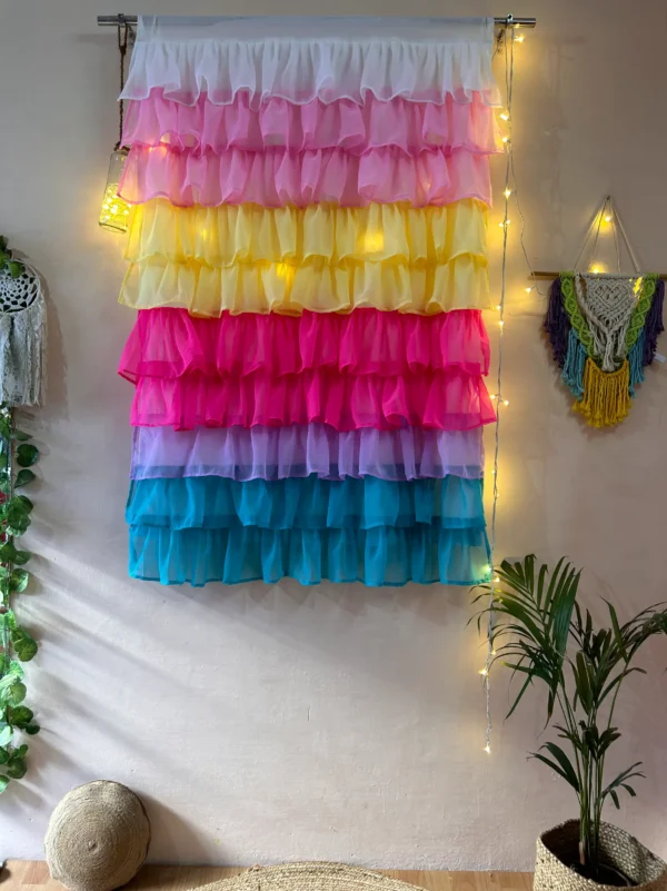 full ruffle multi color curtain