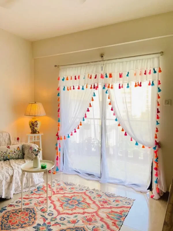 Cotton-Curtain-with-Multicolor-Tassels