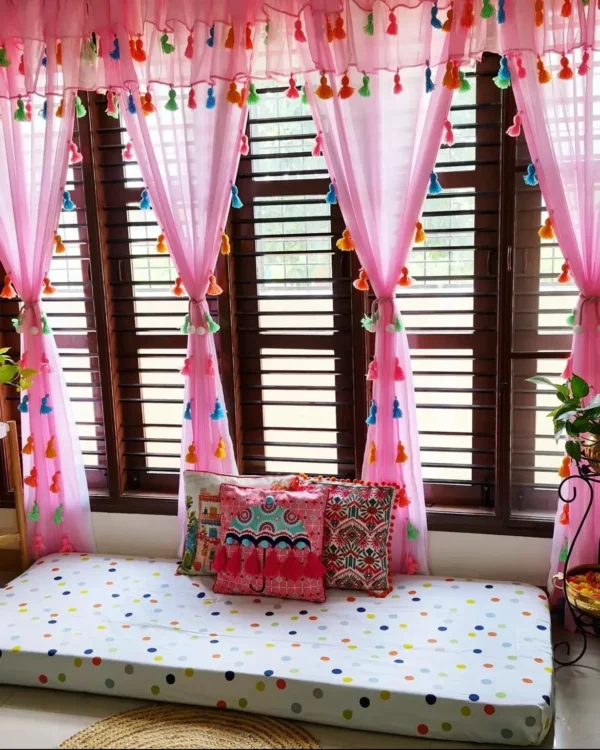 Tassels Valance Top 2 Ruffle Curtain