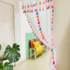 Tassels Valance Top 2 Ruffle Curtain white