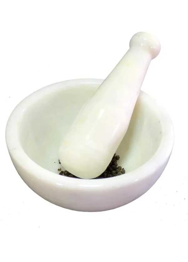 Handcrafted Marble Home Kitchen Marble Mortar and Pestle Set Kitchen Tool amam Dasta, Kundi, Kharal, Okhli, khalbatta (4 * 3)
