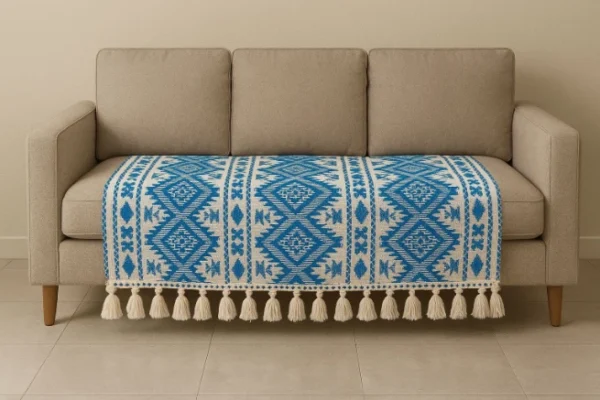 Blue color sofa runner