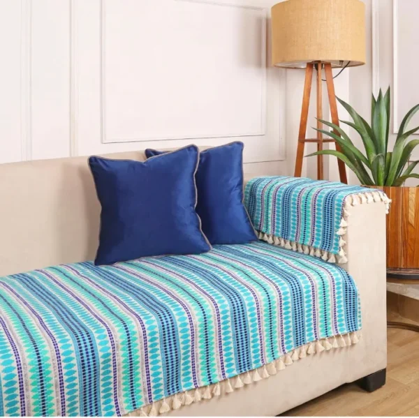 Blue stripes Sofa cover with 2 hand rest (3pcs)