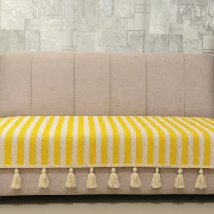 Three seater yellow white sofa cover