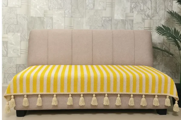Three seater yellow white sofa cover