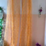 Yellow Floral Organza Curtain ( 2 Pcs Set)