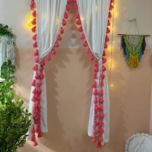 Baker milller pink shade tassels with white cotton Curtain