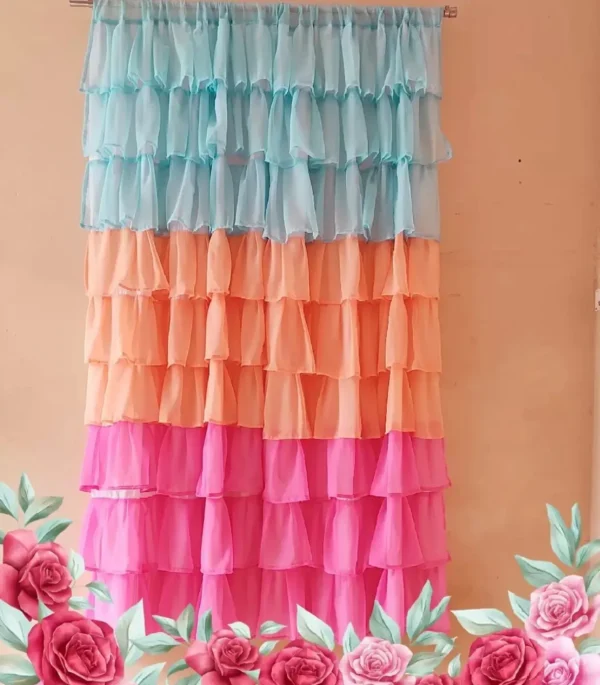 Candy pastel color full ruffle curtain