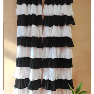 Monochromatic Black nd white full ruffle curtain
