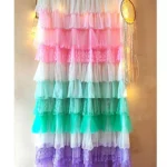 Multi fabric multi color full ruffle curtain