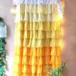 Ombre yellow light to dark full ruffle curtain