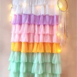 Pastel purple full ruffle curtain
