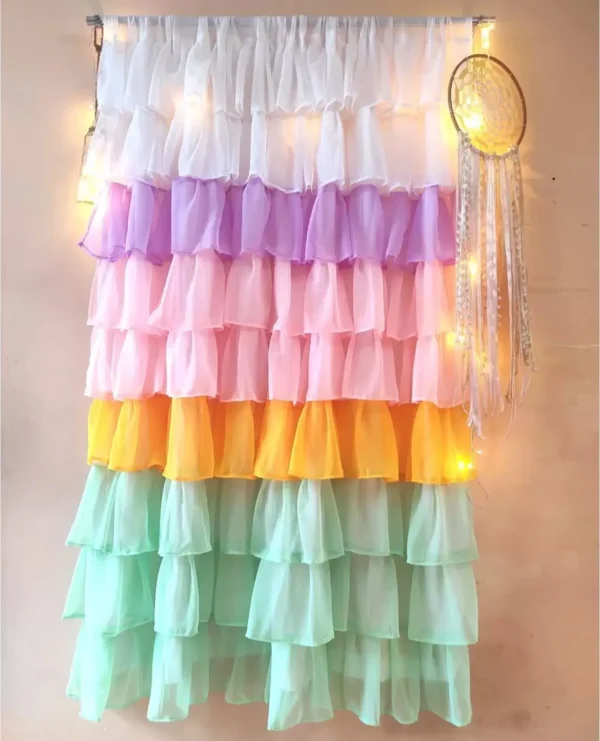 Pastel purple full ruffle curtain