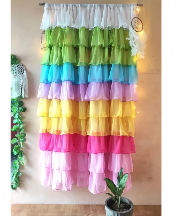 Rainbow shade full ruffle curtain ( price mentioned for 1 curtain , In picture we use 2 curtain )