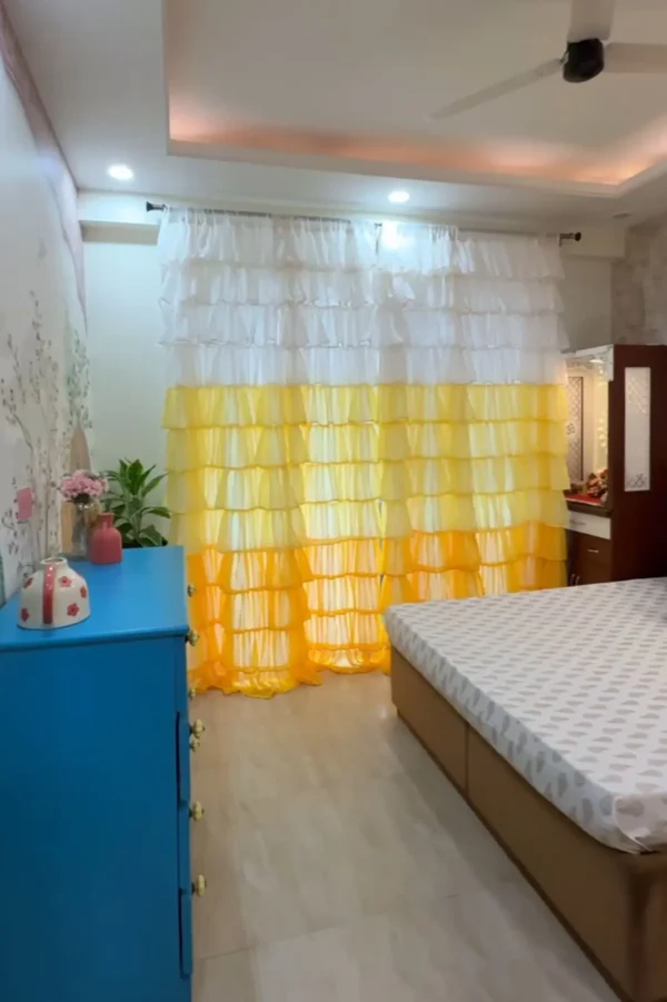 Sunflower yellow ombre full ruffle curtain_1