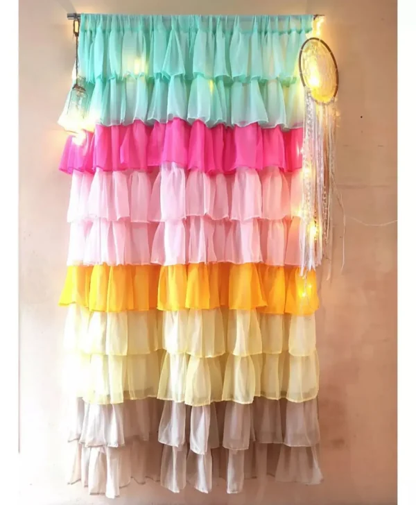 Vibrant shade full ruffle curtain