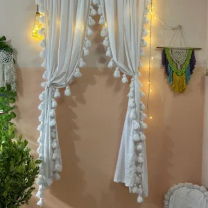 Whole white beauty tassels with cotton Curtain