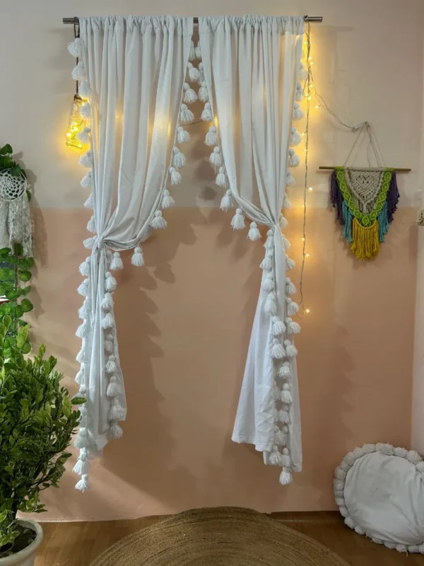 Whole white beauty tassels with cotton Curtain
