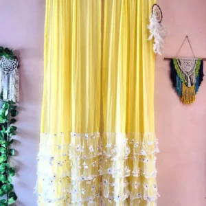 Yellow white Pinteresty bottom butterfly ruffle dreamy curtain