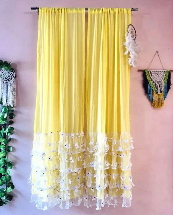 Yellow white Pinteresty bottom butterfly ruffle dreamy curtain
